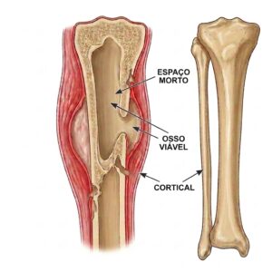 Espaço morto após limpeza da osteomielite.